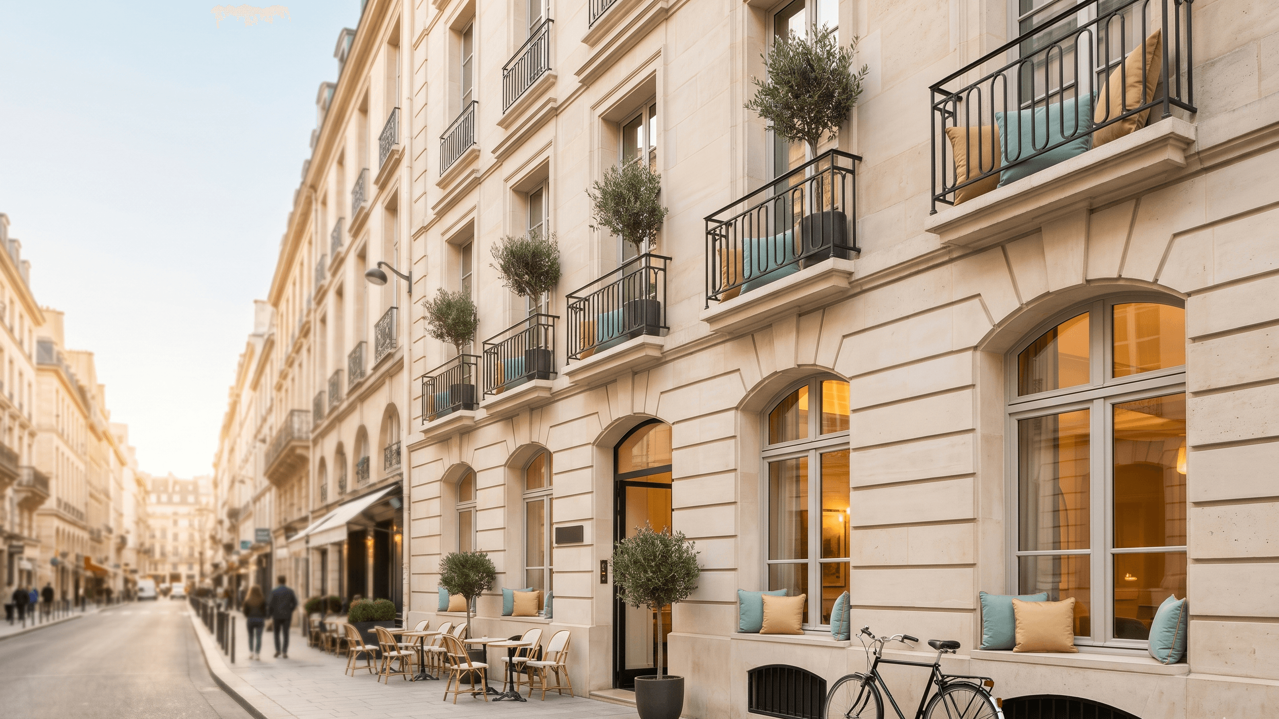 مشهد فندقي فاخر مع تصميم راقٍ وإطلالة مميزة